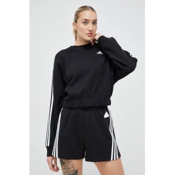 adidas hanorac de bumbac femei, culoarea negru, cu imprimeu