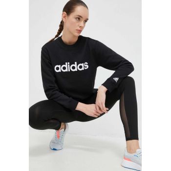 adidas hanorac de bumbac femei, culoarea negru, cu imprimeu IC6878