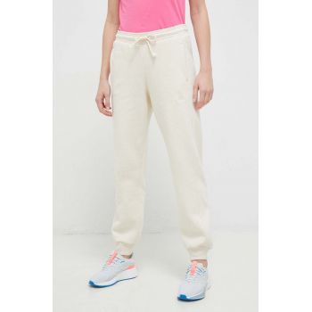 adidas pantaloni de trening culoarea bej, neted