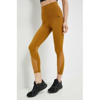 adidas Performance leggins de antrenament Tailored culoarea maro, neted