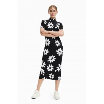 Desigual rochie culoarea negru, midi, mulata