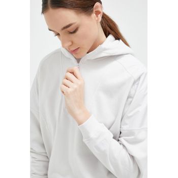 Helly Hansen bluza femei, culoarea gri, cu glugă, neted ieftin