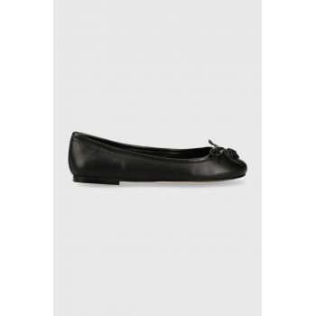 Kurt Geiger London balerini de piele Eagle Ballerina culoarea negru, 9790600109