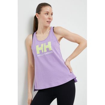 Helly Hansen top din bumbac culoarea violet 33838-002