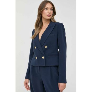 MICHAEL Michael Kors sacou culoarea albastru marin, cu doua randuri de nasturi, neted