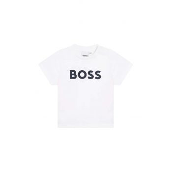 BOSS tricou bebe culoarea alb, cu imprimeu