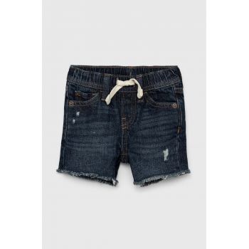 GAP pantaloni scurti din denim pentru copii culoarea albastru marin, neted, talie reglabila