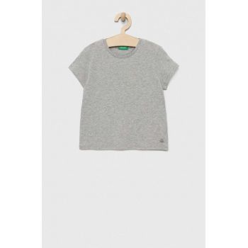 United Colors of Benetton tricou de bumbac pentru copii culoarea gri, neted