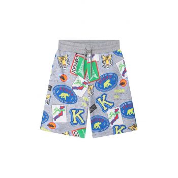 Kenzo Kids pantaloni scurți din bumbac pentru copii culoarea gri