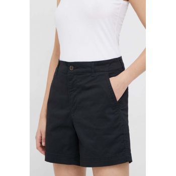 GAP pantaloni scurti femei, culoarea negru, neted, high waist ieftini