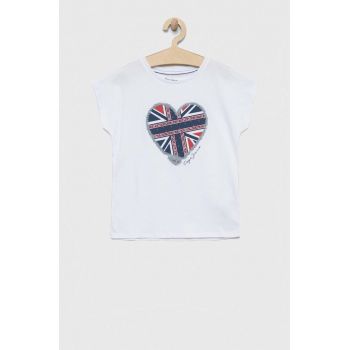 Pepe Jeans tricou de bumbac pentru copii culoarea alb