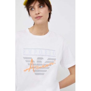 Emporio Armani tricou din bumbac culoarea alb de firma original