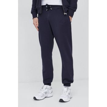 Gant pantaloni de trening din bumbac culoarea albastru marin, neted