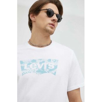 Levi's tricou din bumbac culoarea alb, cu imprimeu