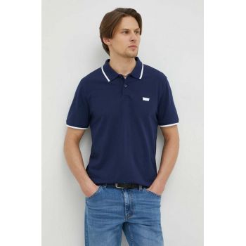 Levi's tricou polo barbati, culoarea albastru marin, neted