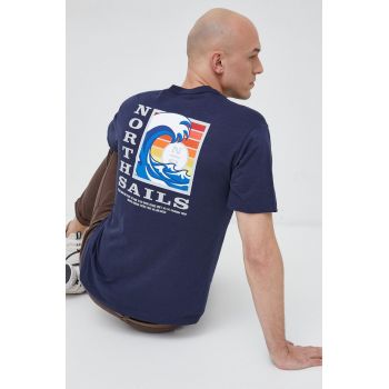 North Sails tricou din bumbac culoarea albastru marin, cu imprimeu