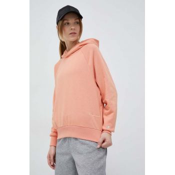 Champion bluza femei, culoarea portocaliu, cu glugă, neted