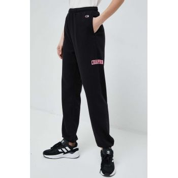 Champion pantaloni de trening culoarea negru, cu imprimeu