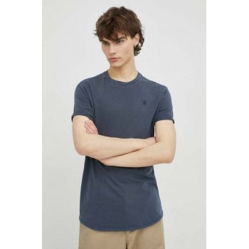 G-Star Raw tricou din bumbac culoarea albastru marin, neted