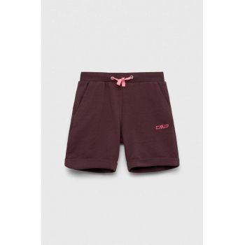 CMP pantaloni scurti copii culoarea bordo, neted, talie reglabila