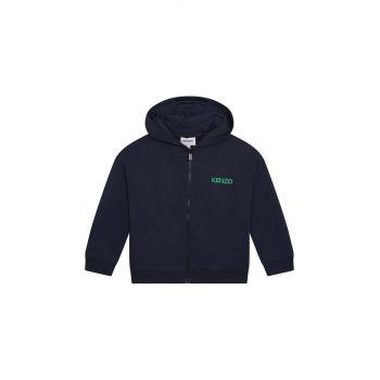 Kenzo Kids hanorac de bumbac pentru copii culoarea albastru marin, cu glugă, cu imprimeu