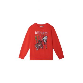 Kenzo Kids hanorac de bumbac pentru copii culoarea rosu, cu imprimeu de firma original