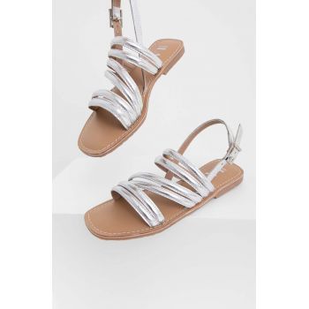 Answear Lab sandale de piele femei, culoarea argintiu ieftine