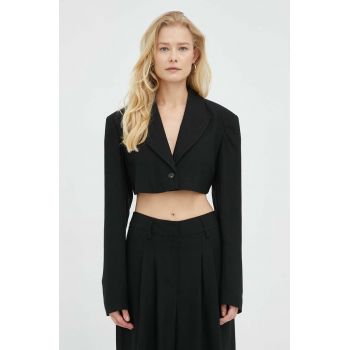 Herskind blazer din amestec de in Loreen culoarea negru, un singur rand de nasturi, neted