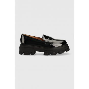 Charles Footwear mocasini de piele Mey femei, culoarea negru, cu platforma, Mey.Loafer.Basic