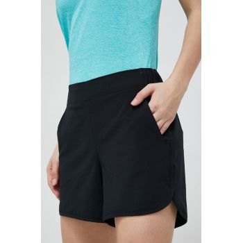 Columbia pantaloni scurți outdoor Pleasant Creek femei, culoarea negru, neted, high waist