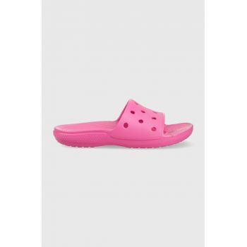 Crocs papuci Classic Slide femei, culoarea roz 206121