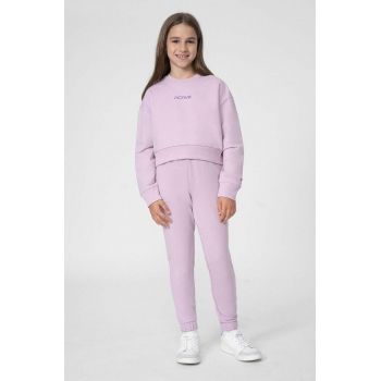 4F pantaloni de trening pentru copii F158 culoarea violet, neted