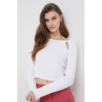 Pepe Jeans longsleeve Natasha femei, culoarea alb