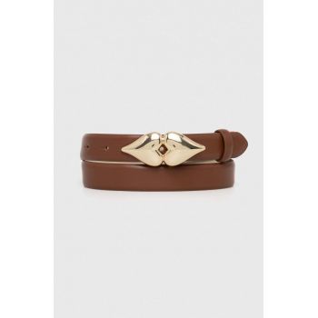 Weekend Max Mara curea de piele femei, culoarea maro