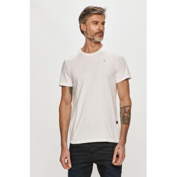 G-Star Raw tricou din bumbac barbati, culoarea alb, neted