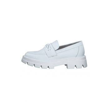 Pantofi loafer de piele ecologica cu toc masiv