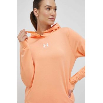 Under Armour bluza femei, culoarea roz, cu glugă, neted