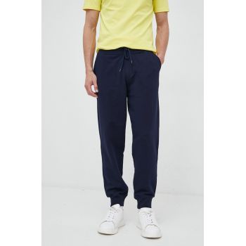 United Colors of Benetton pantaloni de trening din bumbac culoarea albastru marin, neted