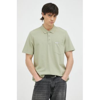 Wrangler polo de bumbac culoarea verde, neted