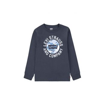 Levi's longsleeve din bumbac pentru copii culoarea gri, cu imprimeu