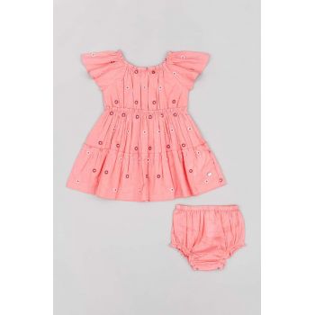 zippy rochie din bumbac pentru copii culoarea roz, mini, evazati