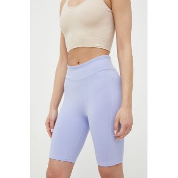 4F pantaloni scurti femei, culoarea violet, neted, high waist