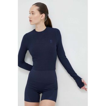 P.E Nation longsleeve de yoga Free Play culoarea albastru marin