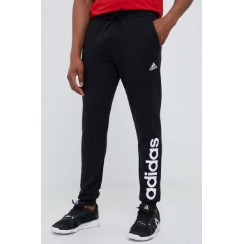 adidas pantaloni de trening din bumbac culoarea negru, cu imprimeu