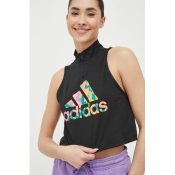 adidas top din bumbac culoarea negru