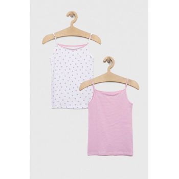 United Colors of Benetton top copii 2-pack culoarea roz