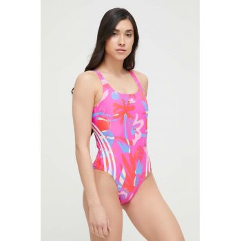 adidas Performance costum de baie dintr-o bucată Floral culoarea roz, cupa moale