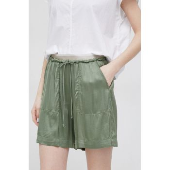 Deha pantaloni scurti femei, culoarea verde, modelator, high waist