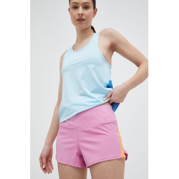 Roxy pantaloni scurți de alergare Bold Moves femei, culoarea roz, cu imprimeu, medium waist