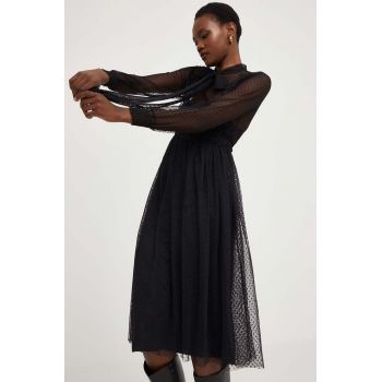 Answear Lab rochie x colecția limitată SISTERHOOD culoarea negru, midi, evazati